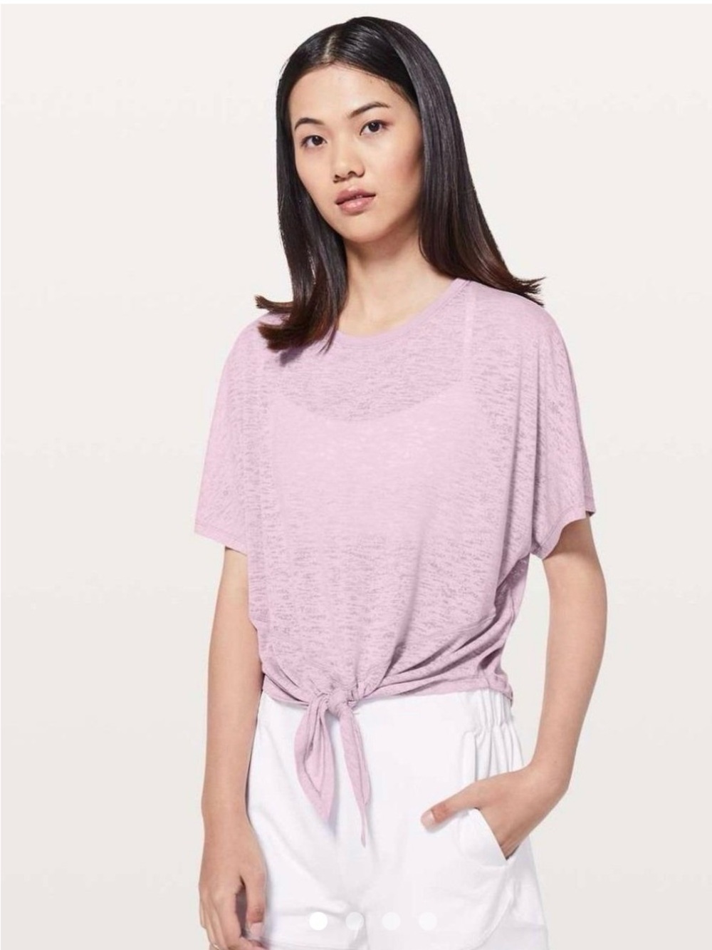 59. lululemon athletica Light Pink Tie-Front Short Sleeve Tee